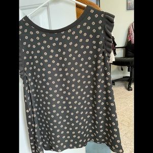 Loft mixed media shell.  Olive with print.  Size Large.